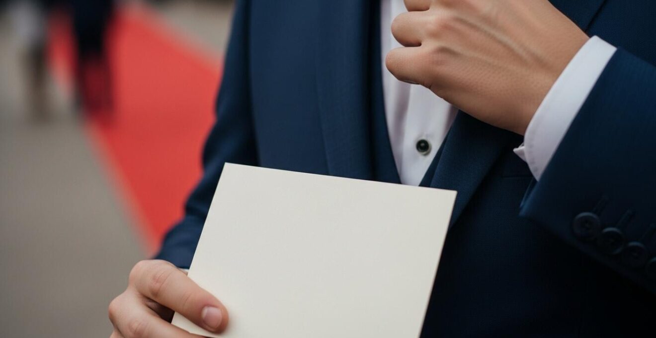 Vue rapprochée d’une silhouette élégante sur un tapis rouge éclairé, symbolisant la stratégie des avant-premières