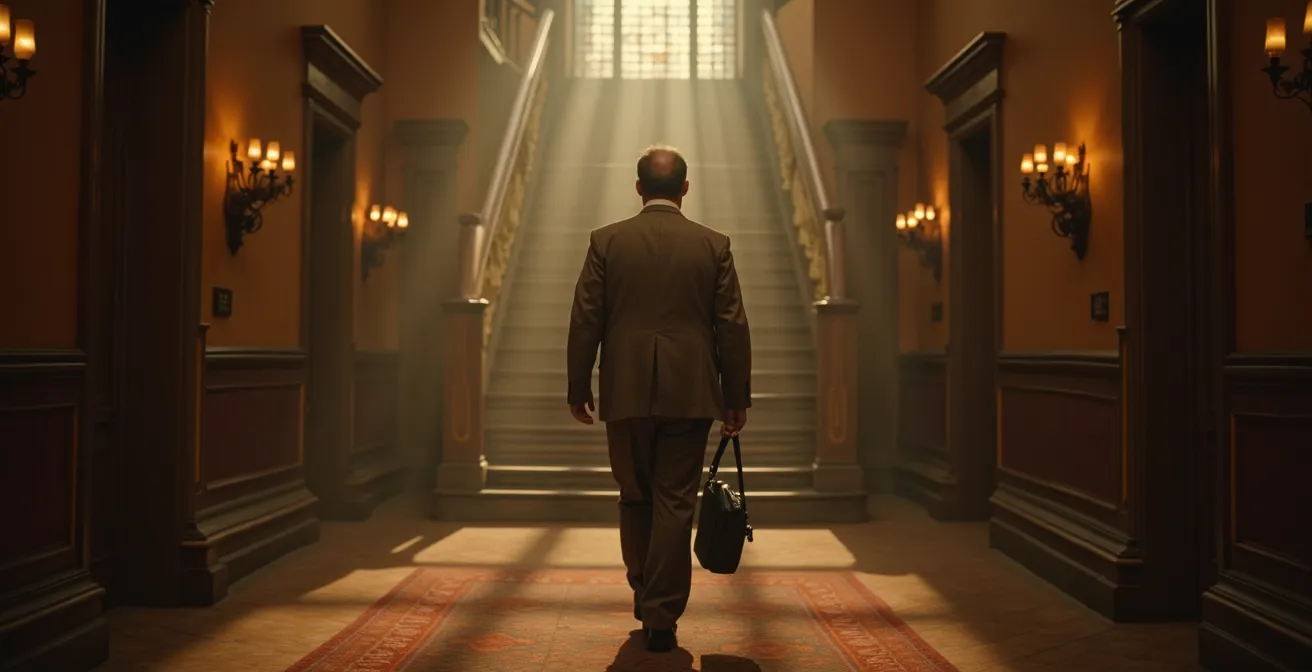 Illustration montrant des éléments des arts classiques fusionnant dans une caméra de cinéma vintage symbolisant la reconnaissance du septième art