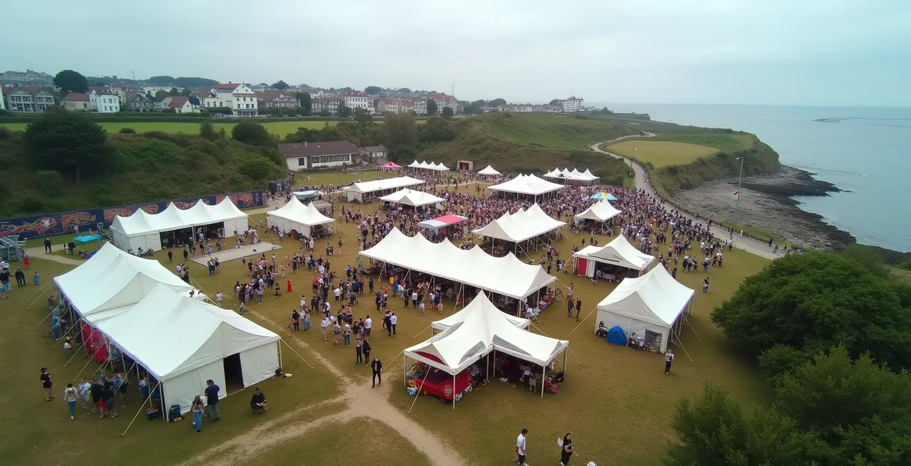Vue aérienne d'un festival breton avec ses particularités régionales et son public multigénérationnel